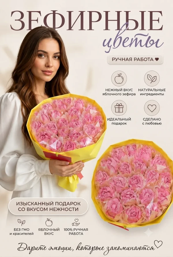 №1 Букет Зефирный Размер XL розовый,350г(цвет упаковочного материала может отличаться от фото на сайте) в Гае